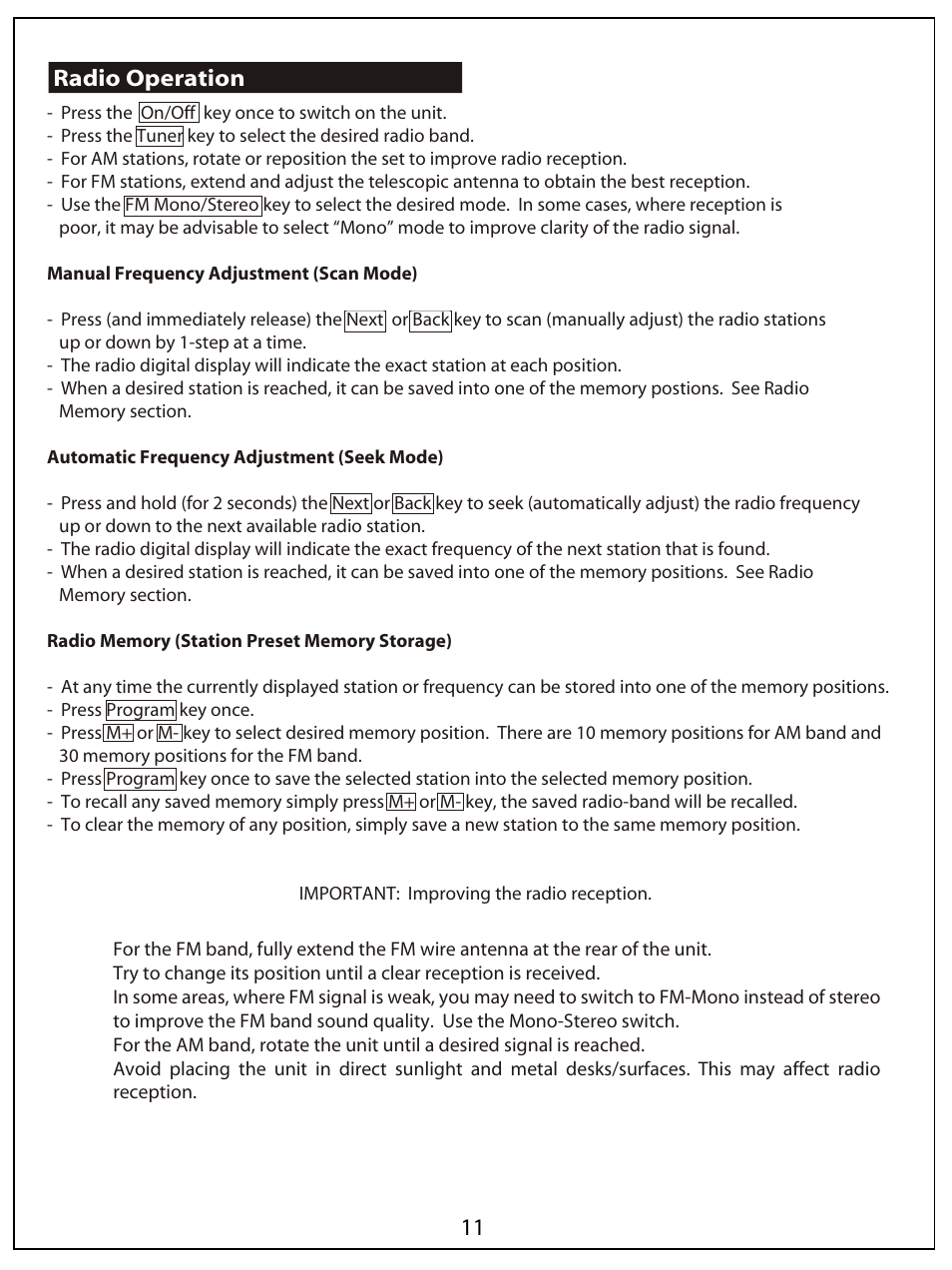 AUVI Technologies HI-FI VERTICAL CD/MP3 SHELF SYSTEM MSW1150 User Manual | Page 12 / 23