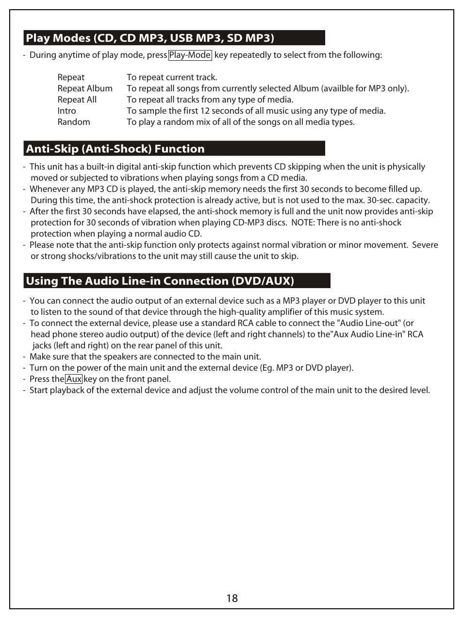 AUVI Technologies HI-FI VERTICAL CD/MP3 SHELF SYSTEM MSW1150 User Manual | Page 19 / 23