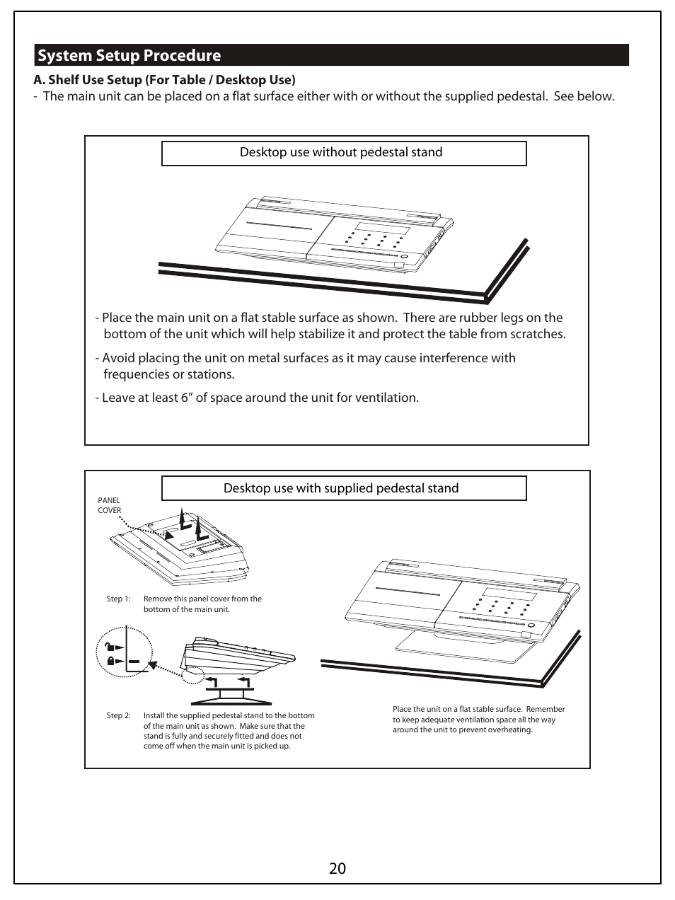 System setup procedure | AUVI Technologies HI-FI VERTICAL CD/MP3 SHELF SYSTEM MSW1150 User Manual | Page 21 / 23