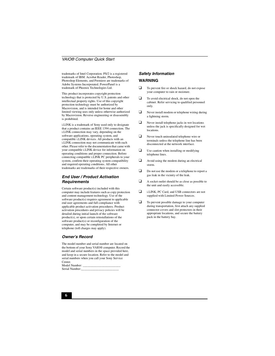 Sony PCG-GRT250 User Manual | Page 6 / 44