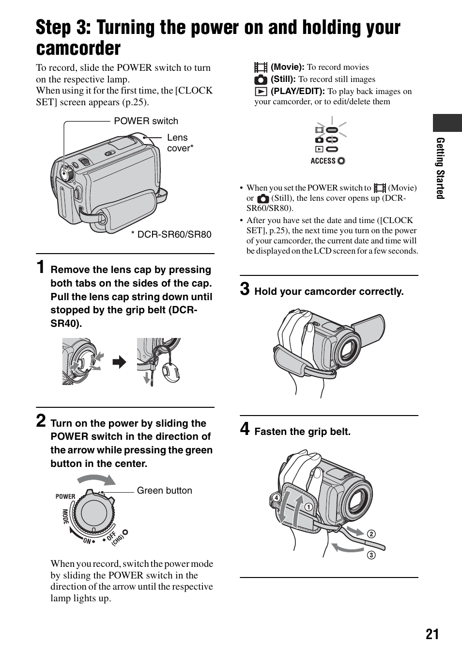 P.21) o, P.21) | Sony DCR-SR40 User Manual | Page 21 / 132