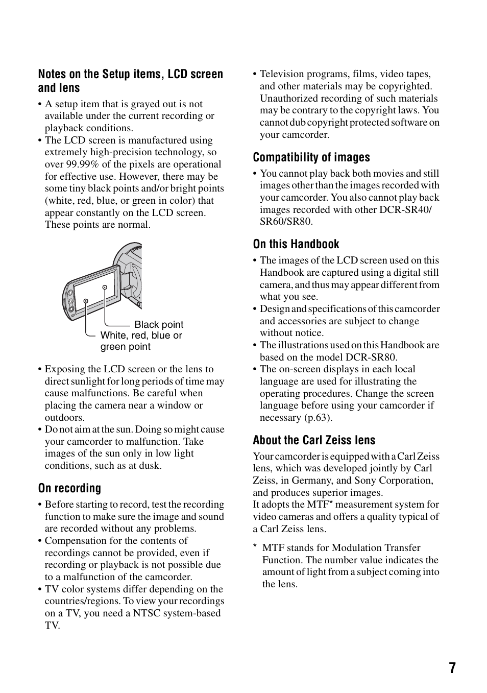 Sony DCR-SR40 User Manual | Page 7 / 132