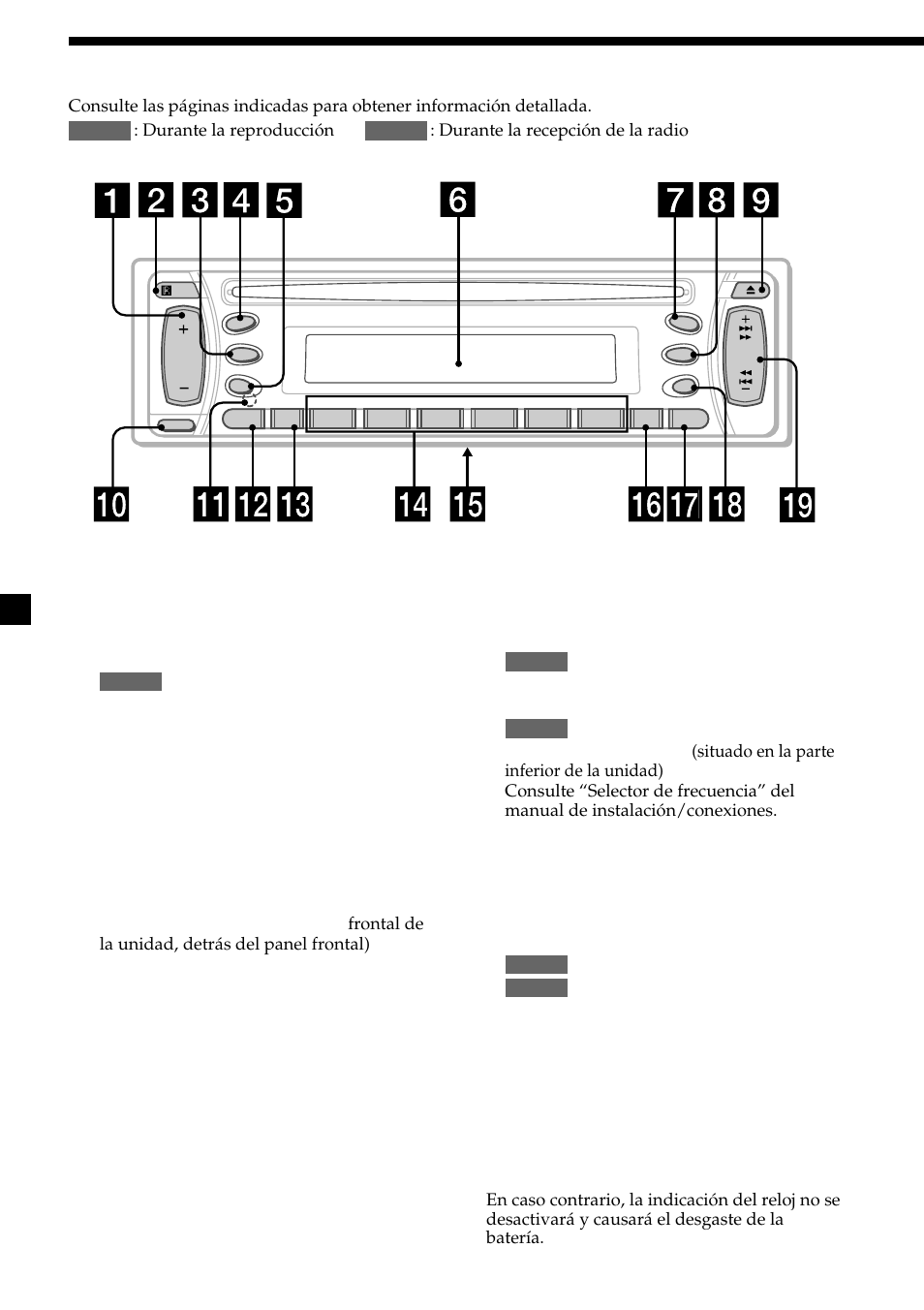 4ubicación de los controles | Sony CDX-L450V User Manual | Page 40 / 56