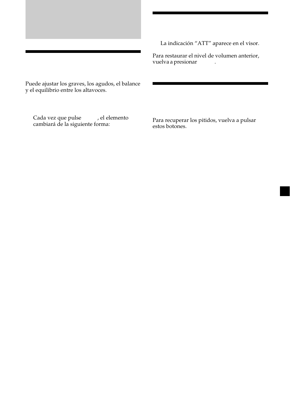 Otras funciones, 13 atenuación del sonido, Cancelación de los pitidos | Ajuste de las características de sonido | Sony CDX-L450V User Manual | Page 49 / 56