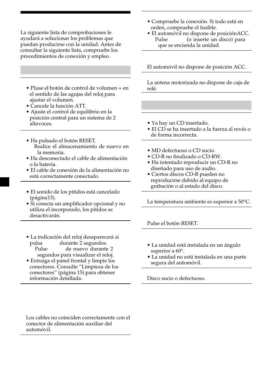 Solución de problemas | Sony CDX-L450V User Manual | Page 54 / 56