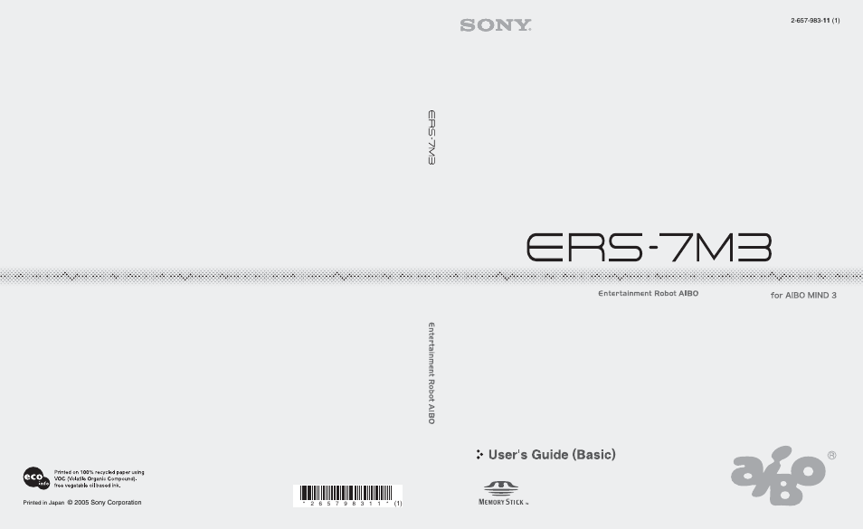 Sony ERS-7M3 User Manual | 164 pages