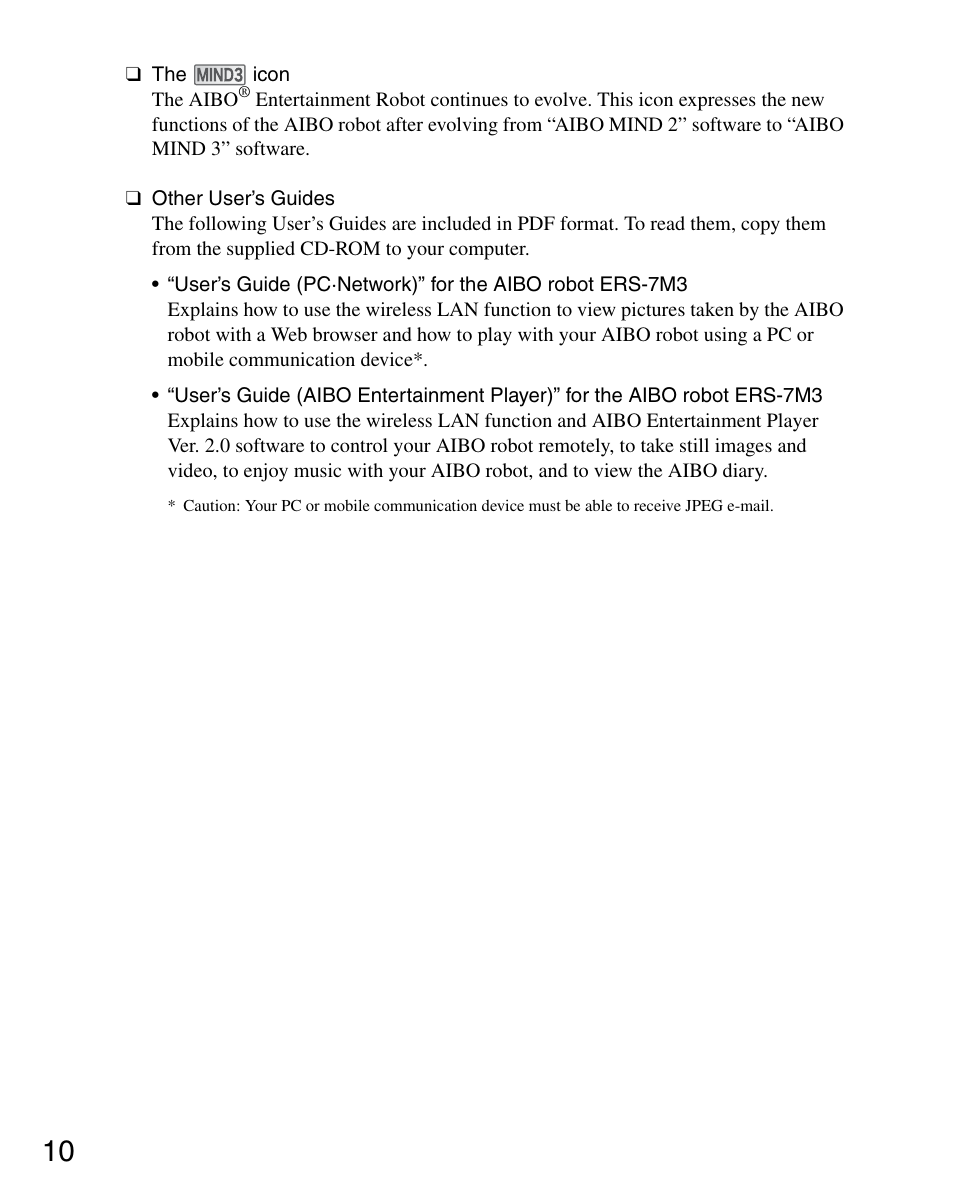 Sony ERS-7M3 User Manual | Page 10 / 164