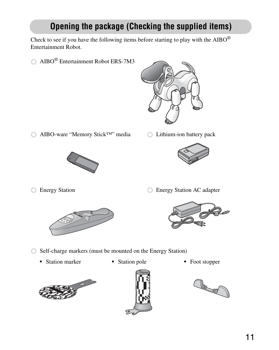 Sony ERS-7M3 User Manual | Page 11 / 164