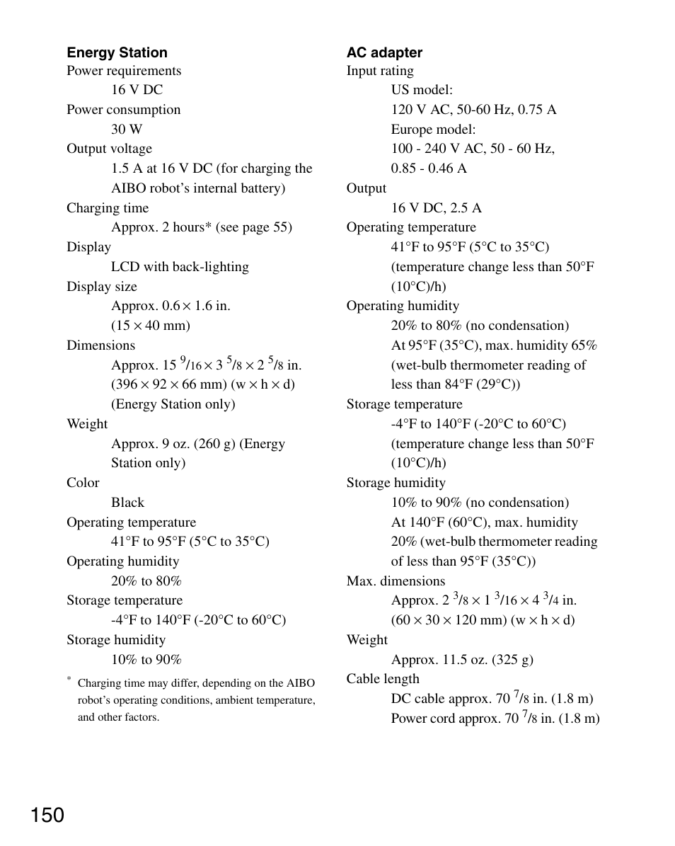 Sony ERS-7M3 User Manual | Page 150 / 164