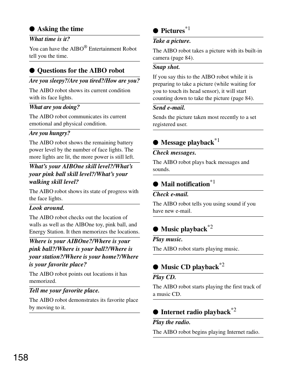 Sony ERS-7M3 User Manual | Page 158 / 164