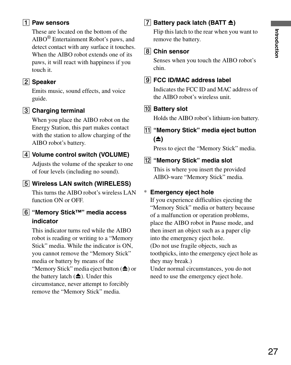 Sony ERS-7M3 User Manual | Page 27 / 164