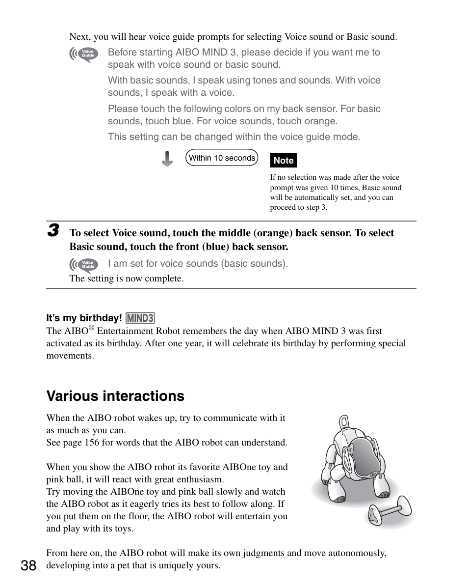 Various interactions | Sony ERS-7M3 User Manual | Page 38 / 164