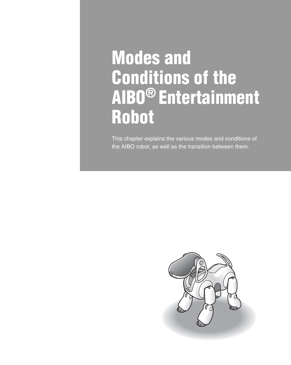 Modes and conditions of the aibo, Entertainment robot | Sony ERS-7M3 User Manual | Page 41 / 164