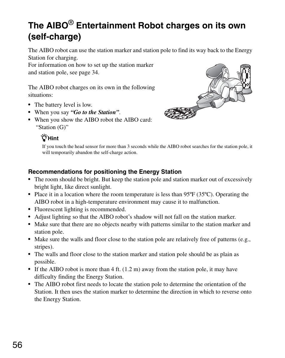The aibo, 56 the aibo | Sony ERS-7M3 User Manual | Page 56 / 164
