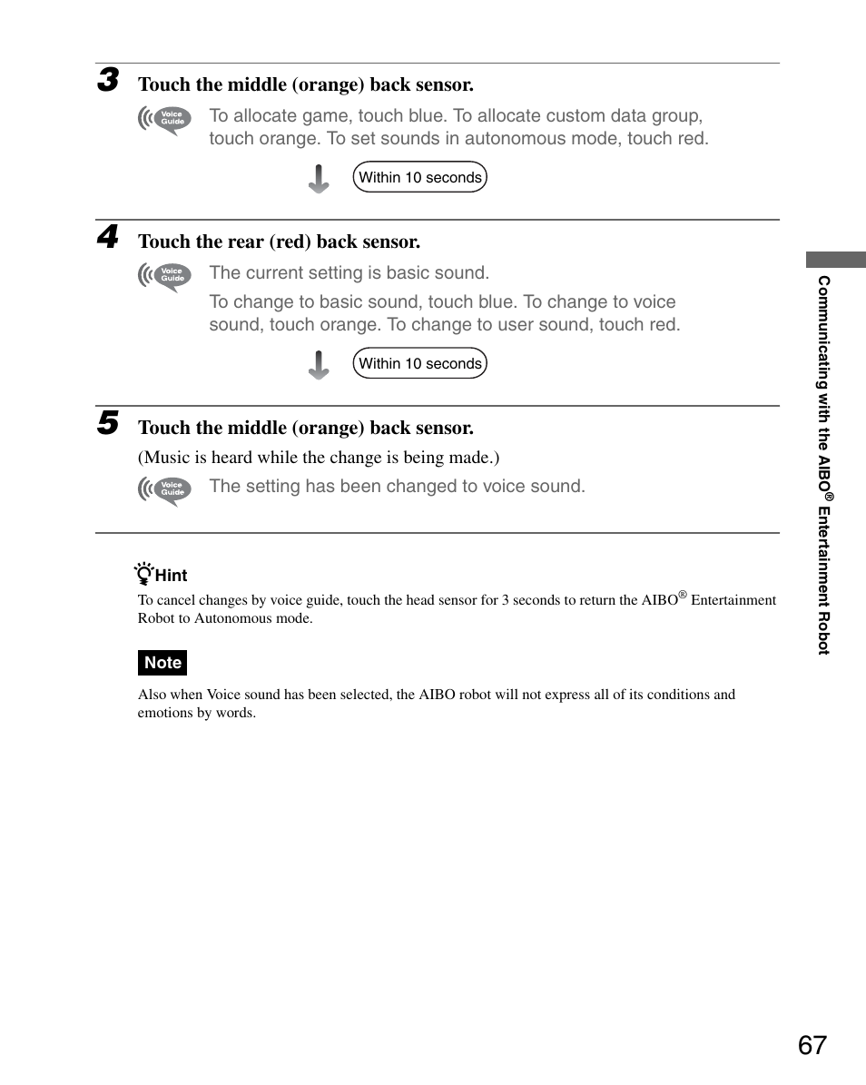Sony ERS-7M3 User Manual | Page 67 / 164