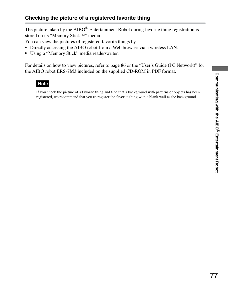 Sony ERS-7M3 User Manual | Page 77 / 164