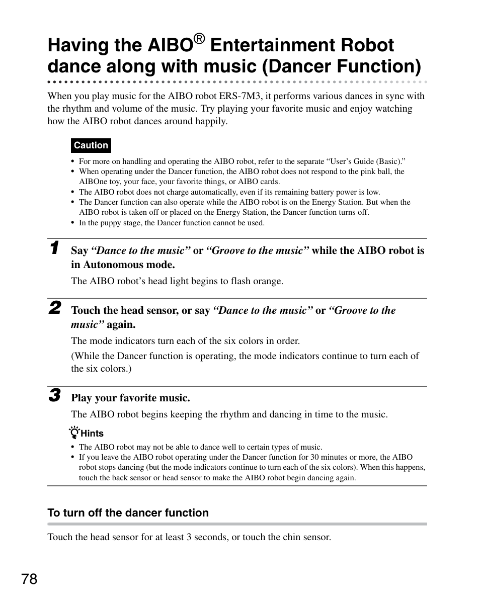 Having the aibo | Sony ERS-7M3 User Manual | Page 78 / 164