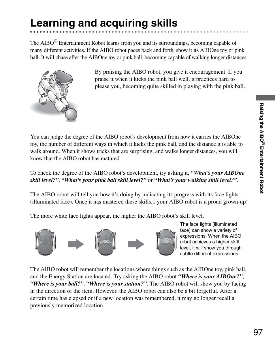 Learning and acquiring skills | Sony ERS-7M3 User Manual | Page 97 / 164