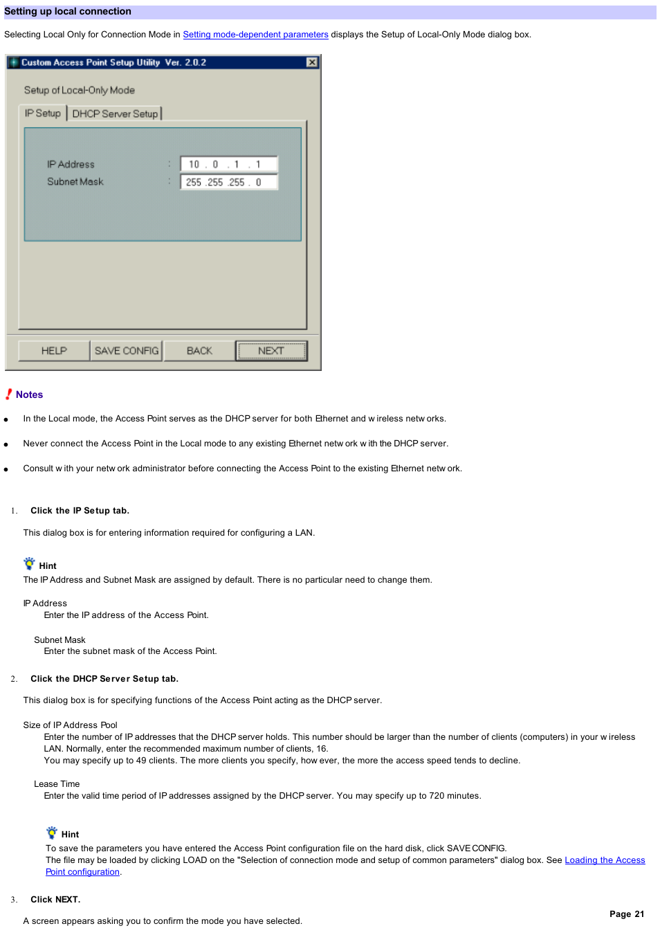Setting up local connection, For further information, proceed to | Sony PCWA-A220 User Manual | Page 21 / 61