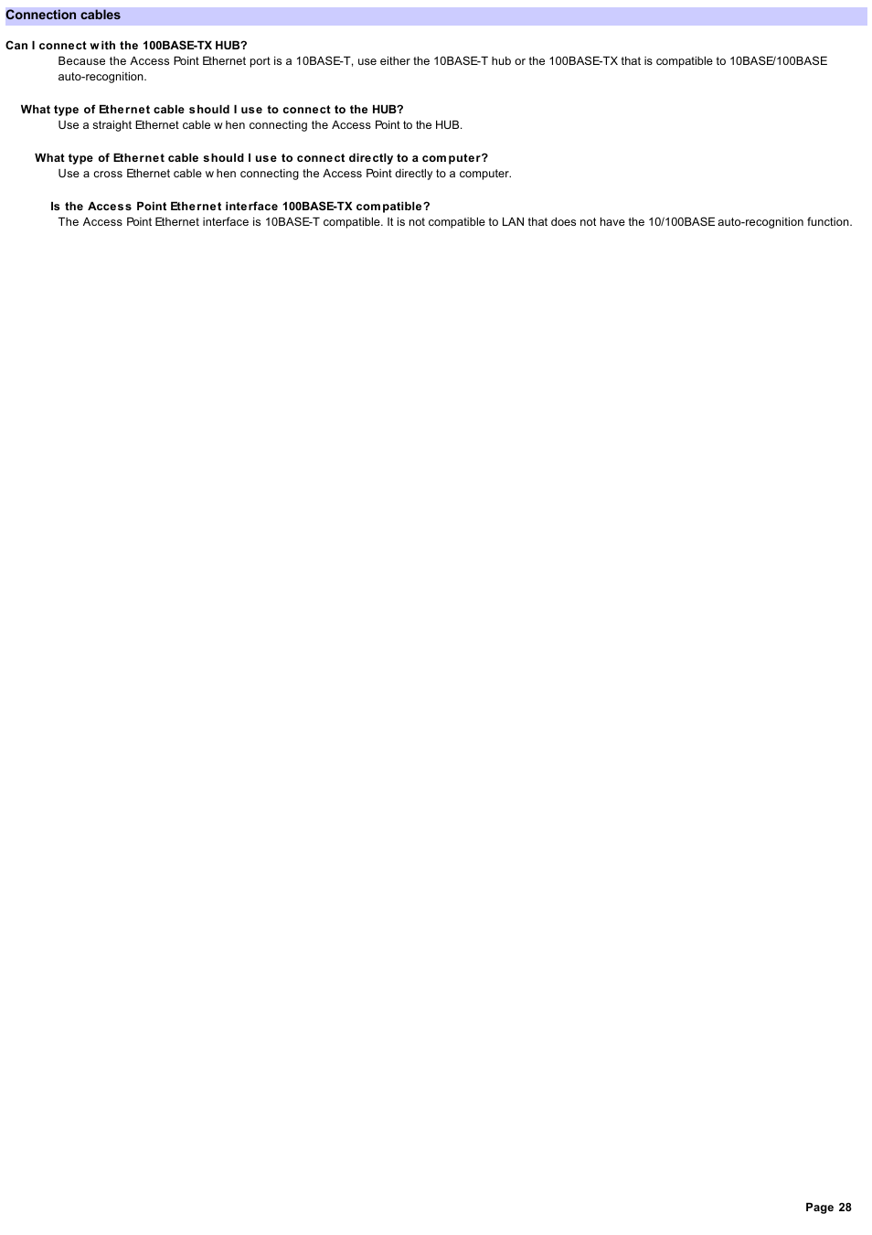 Connection cables | Sony PCWA-A220 User Manual | Page 28 / 61