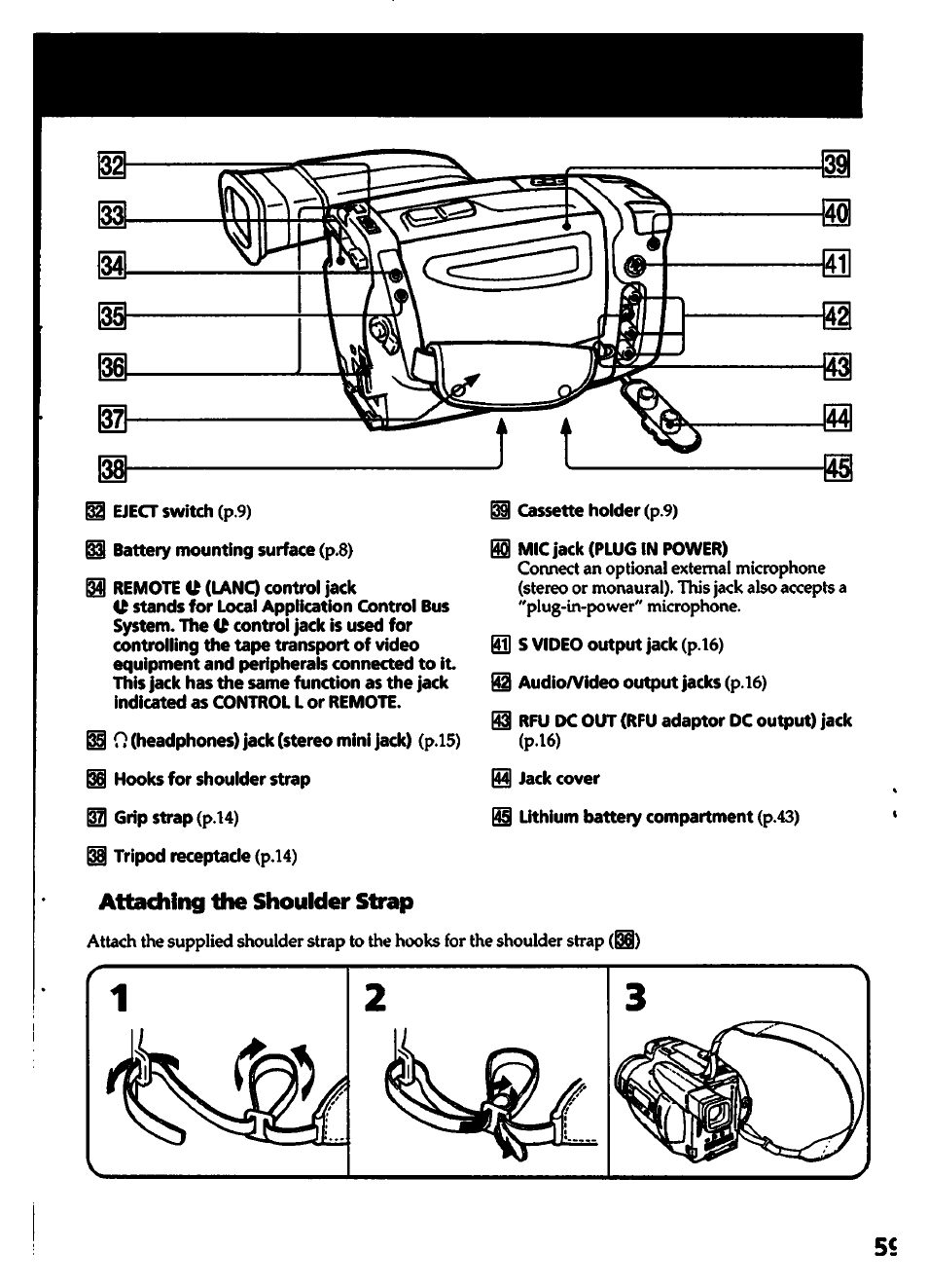 Attaching the shoulder strap, 12 il v | Sony CCD-TR700 User Manual | Page 59 / 64