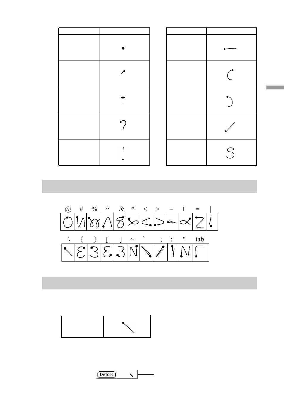 Additional graffiti punctuation, Writing symbols and extended characters, Additional graffiti | Punctuation, Writing symbols and extended, Characters | Sony PEG-S300 User Manual | Page 27 / 40