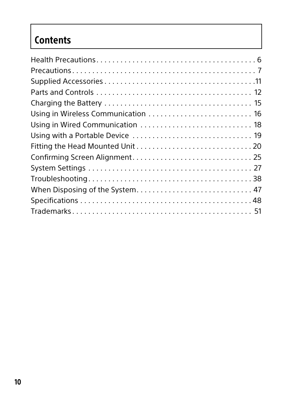 Sony HMZ-T3W User Manual | Page 10 / 52