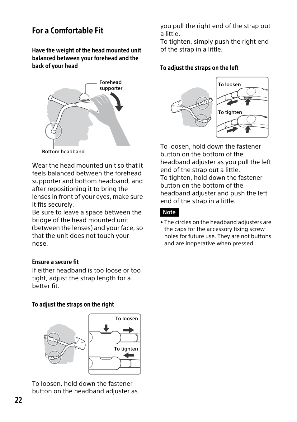 For a comfortable fit | Sony HMZ-T3W User Manual | Page 22 / 52