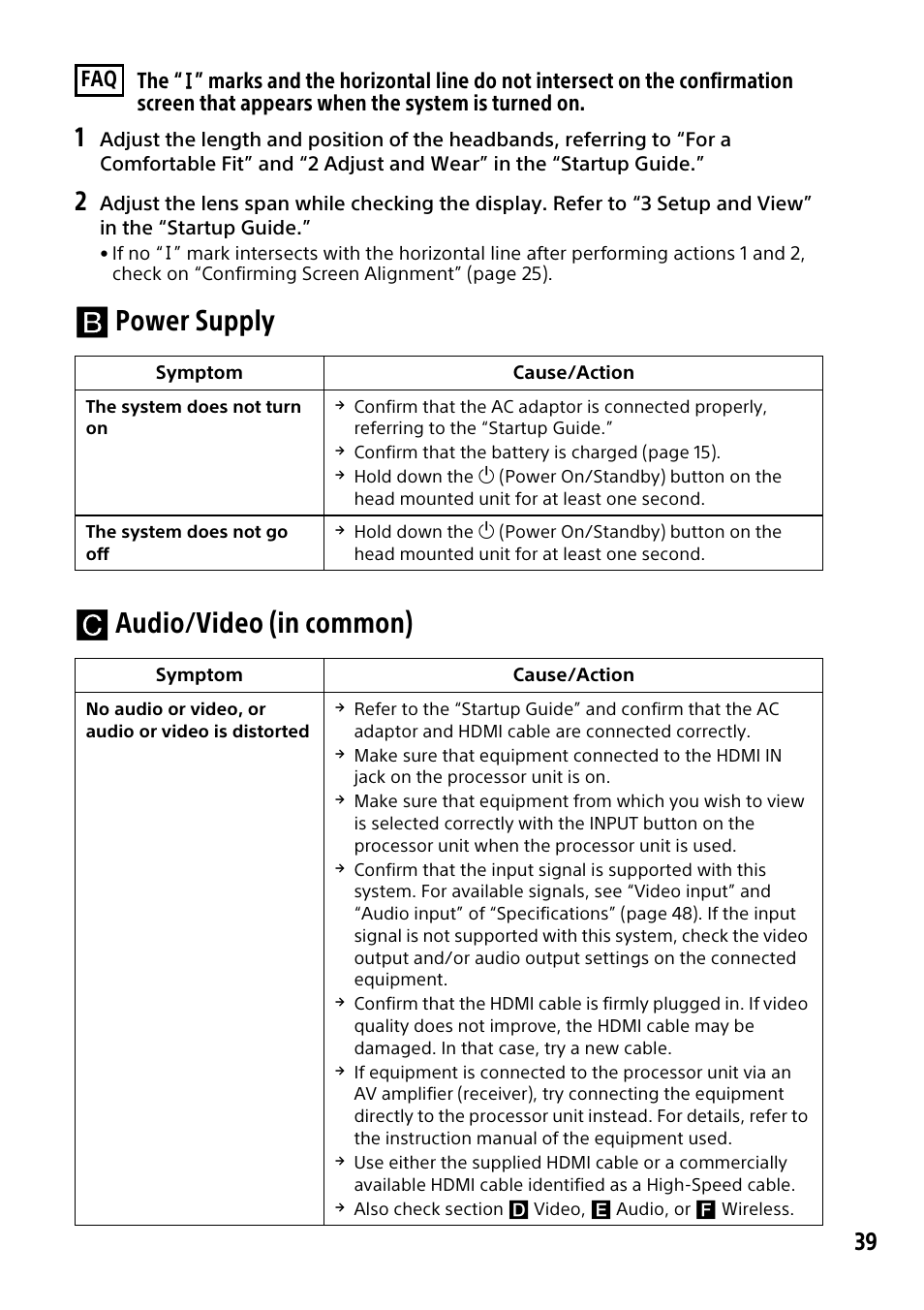 Power supply  audio/video (in common) | Sony HMZ-T3W User Manual | Page 39 / 52