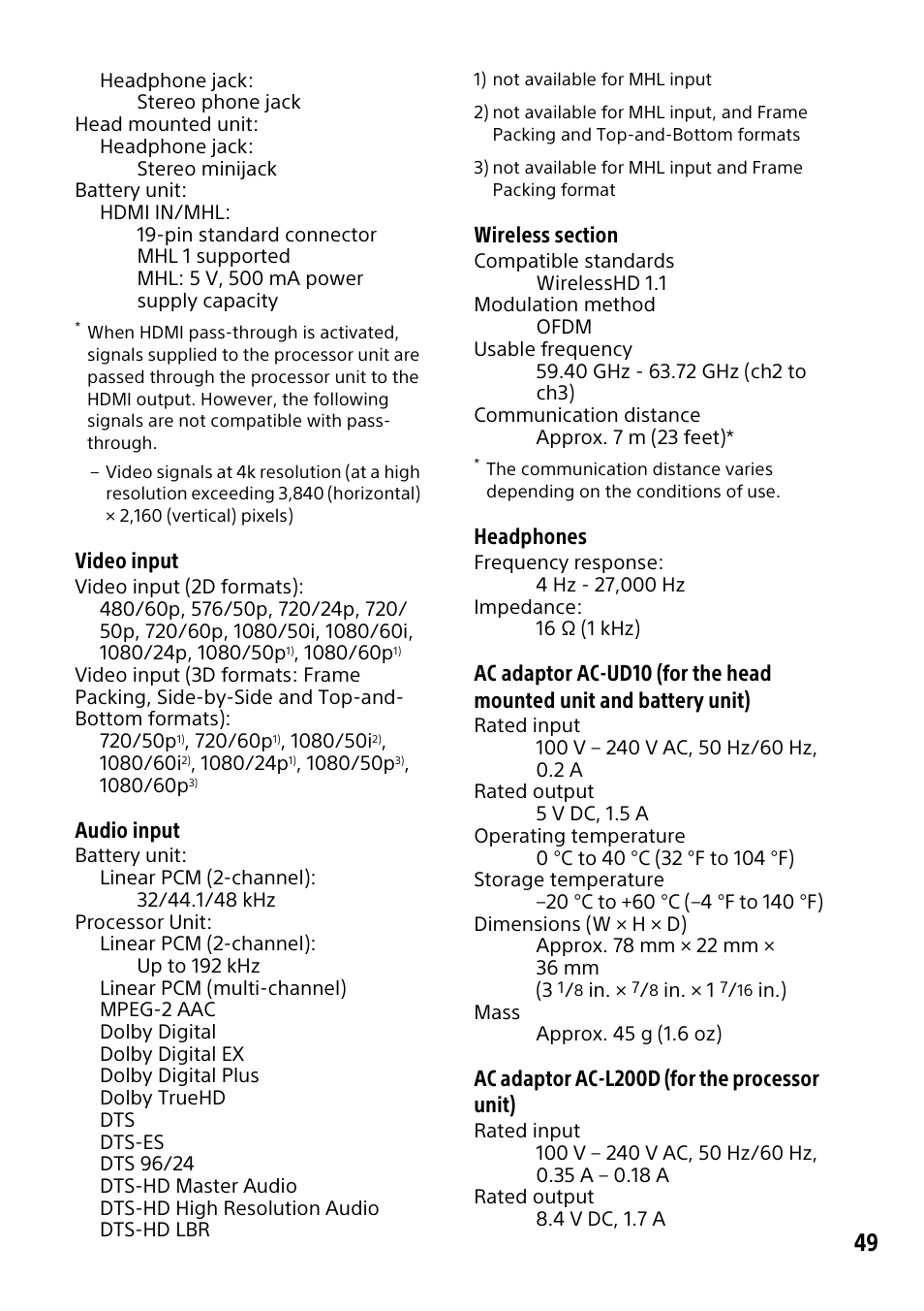 Sony HMZ-T3W User Manual | Page 49 / 52