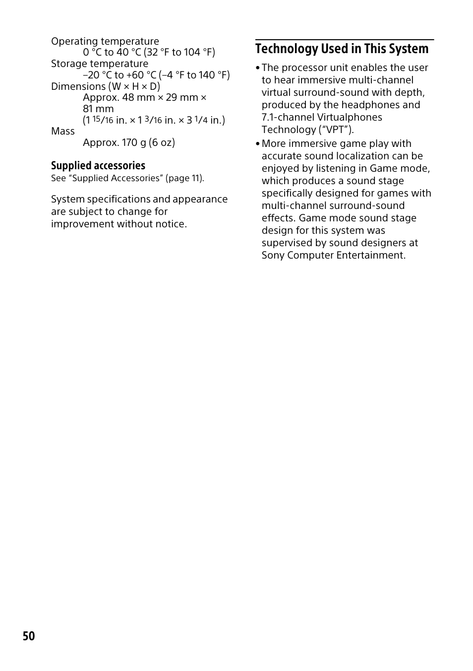 Technology used in this system | Sony HMZ-T3W User Manual | Page 50 / 52