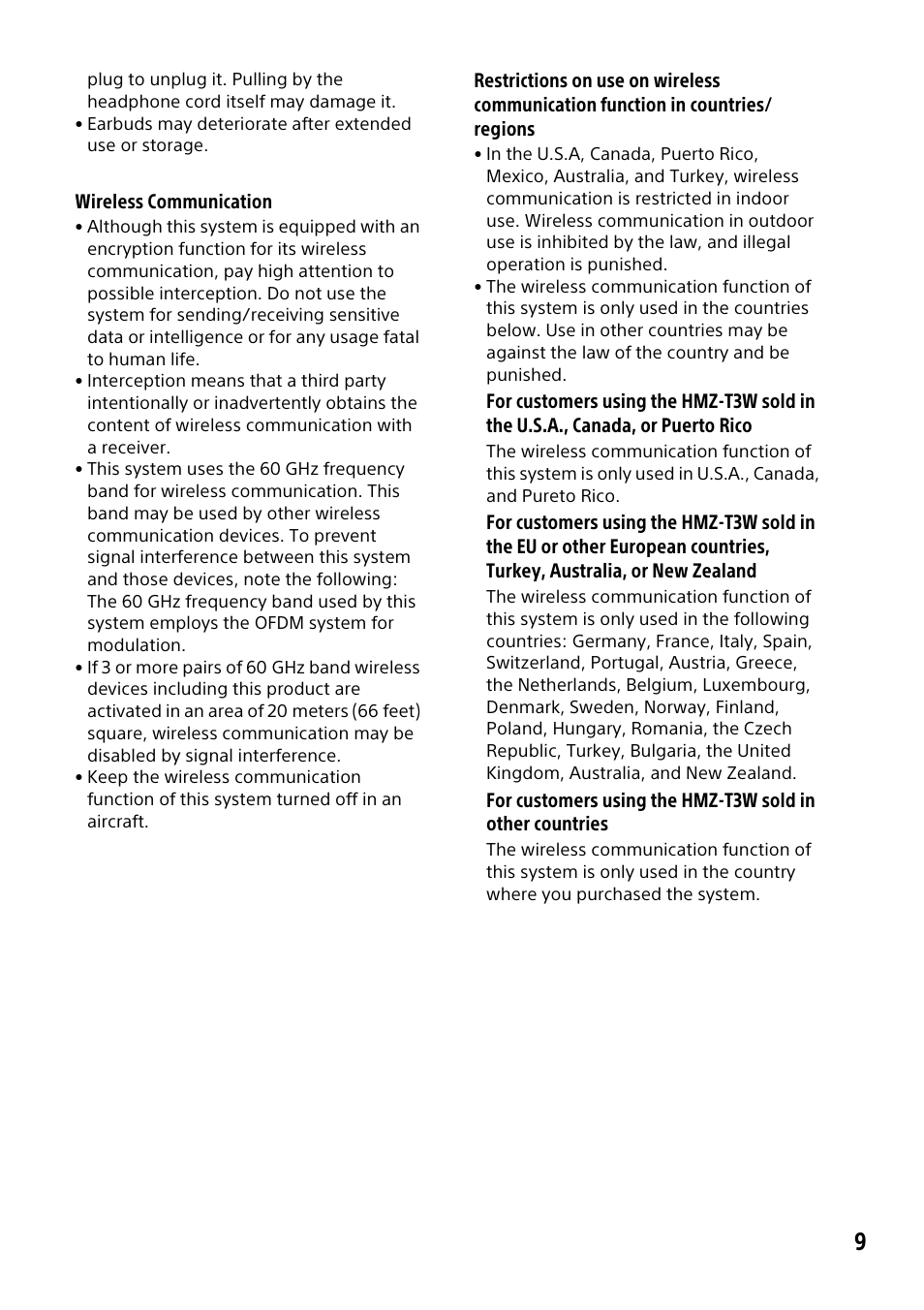 Sony HMZ-T3W User Manual | Page 9 / 52