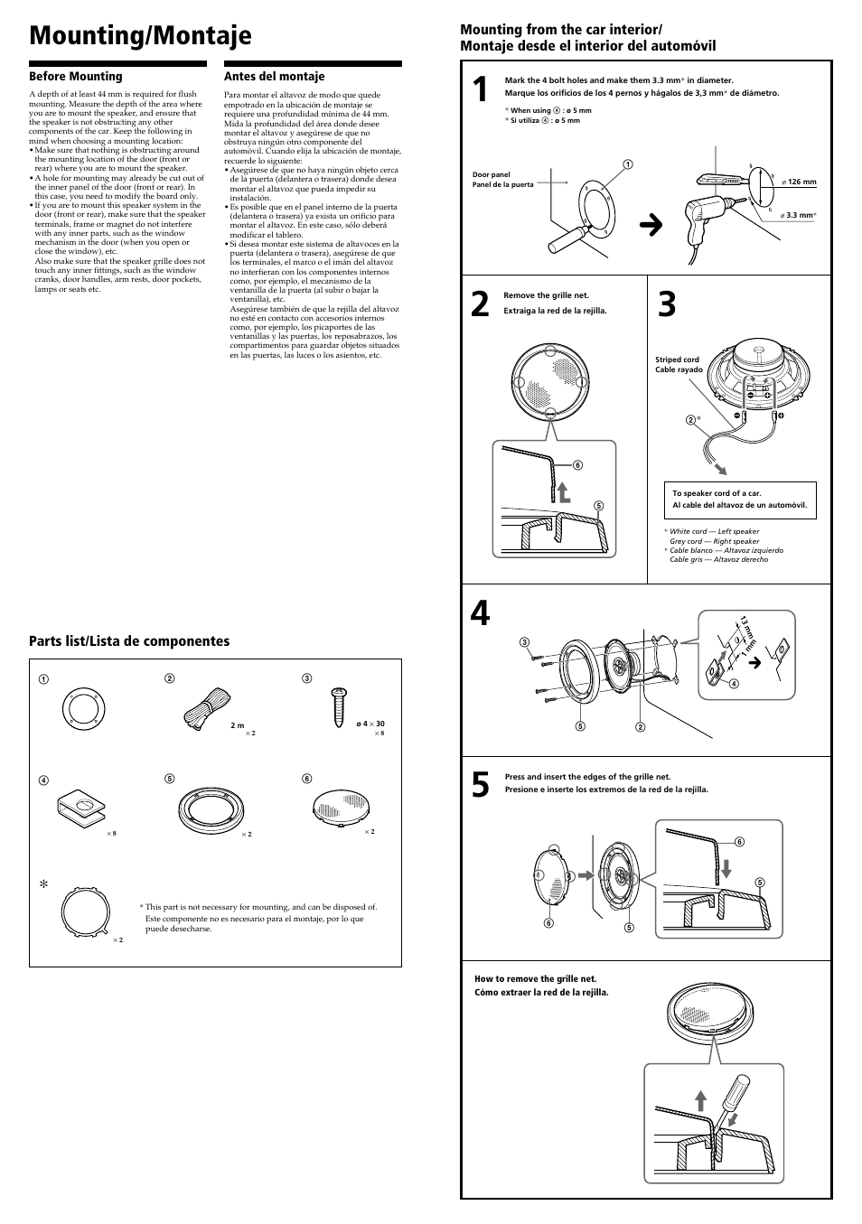 Mounting/montaje | Sony CXS-GT5316F User Manual | Page 2 / 2