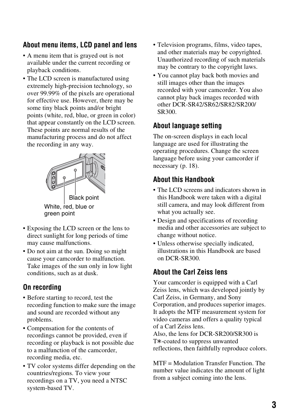 Sony DCR-SR300C User Manual | Page 3 / 131