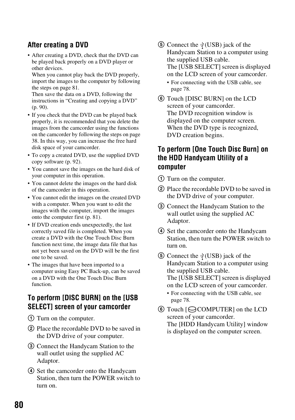 P. 80), After creating a dvd | Sony DCR-SR300C User Manual | Page 80 / 131