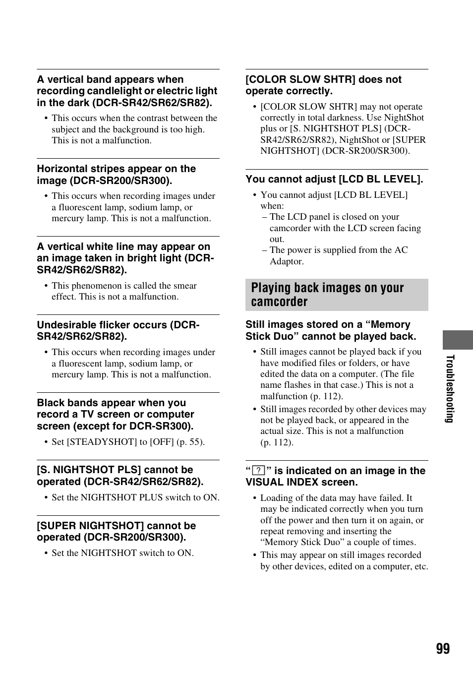Playing back images on your, Camcorder, Playing back images on your camcorder | Sony DCR-SR300C User Manual | Page 99 / 131