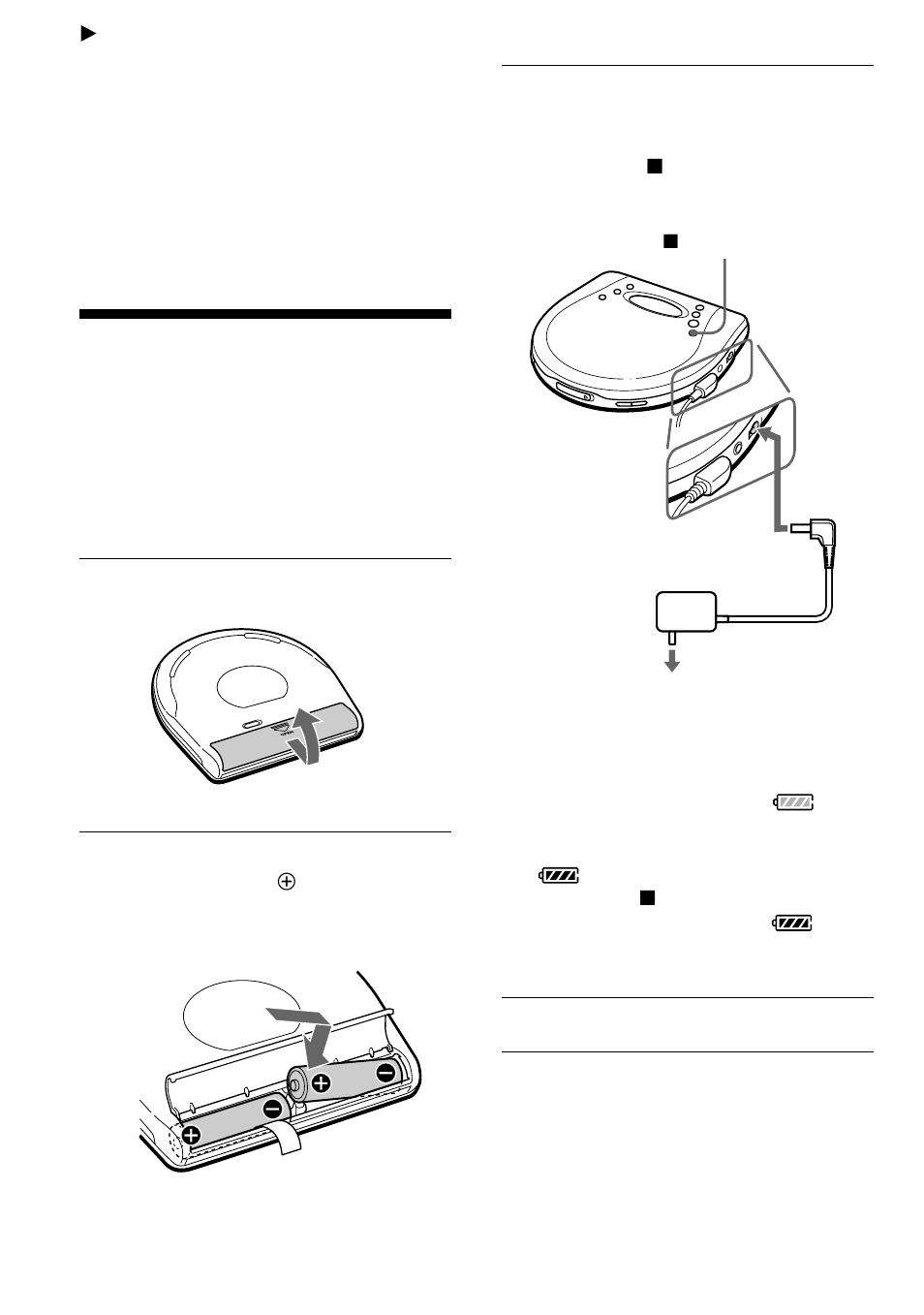 Connecting a power source, Using the rechargeable batteries | Sony D-EJ725 User Manual | Page 16 / 24