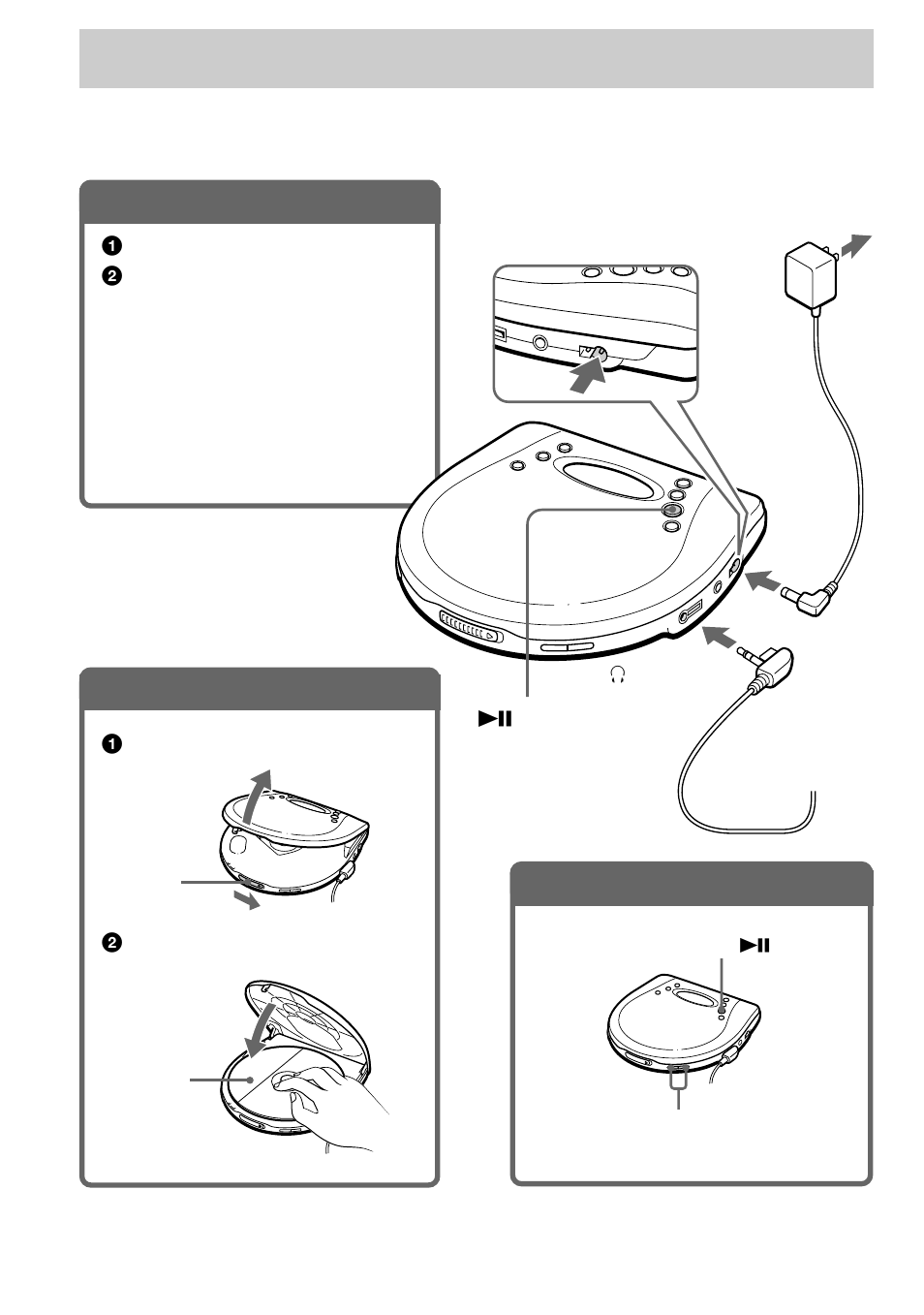 Playing a cd, Connect your cd player, Insert a cd | Play a cd, 1 . connect your cd player, 2 . insert a cd, 3 . play a cd | Sony D-EJ725 User Manual | Page 6 / 24