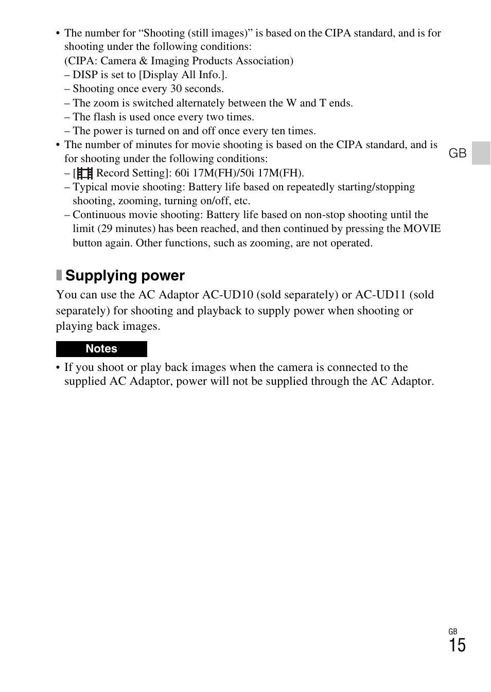 Xsupplying power | Sony DSC-HX400V User Manual | Page 15 / 80