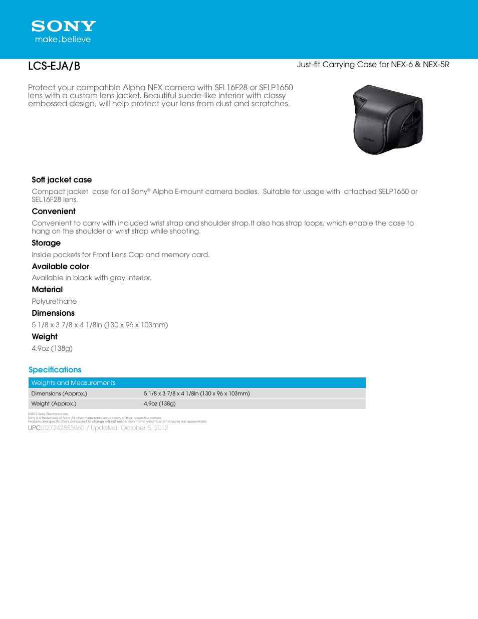 Sony LCS-ELC5 User Manual | 2 pages