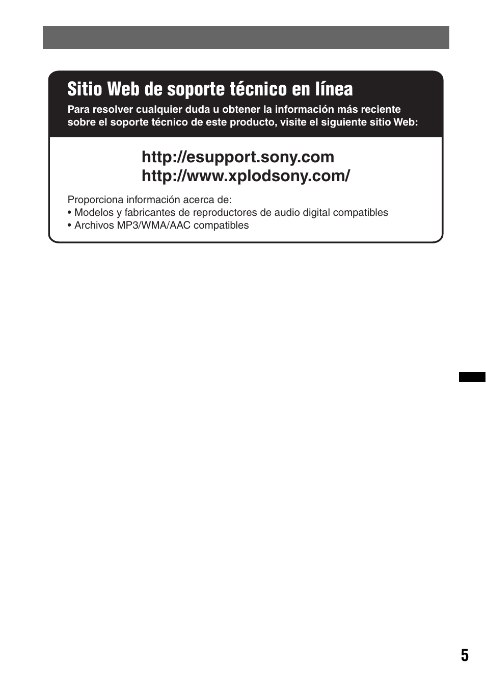 Sitio web de soporte técnico en línea | Sony CDX GT54UIW User Manual | Page 55 / 80