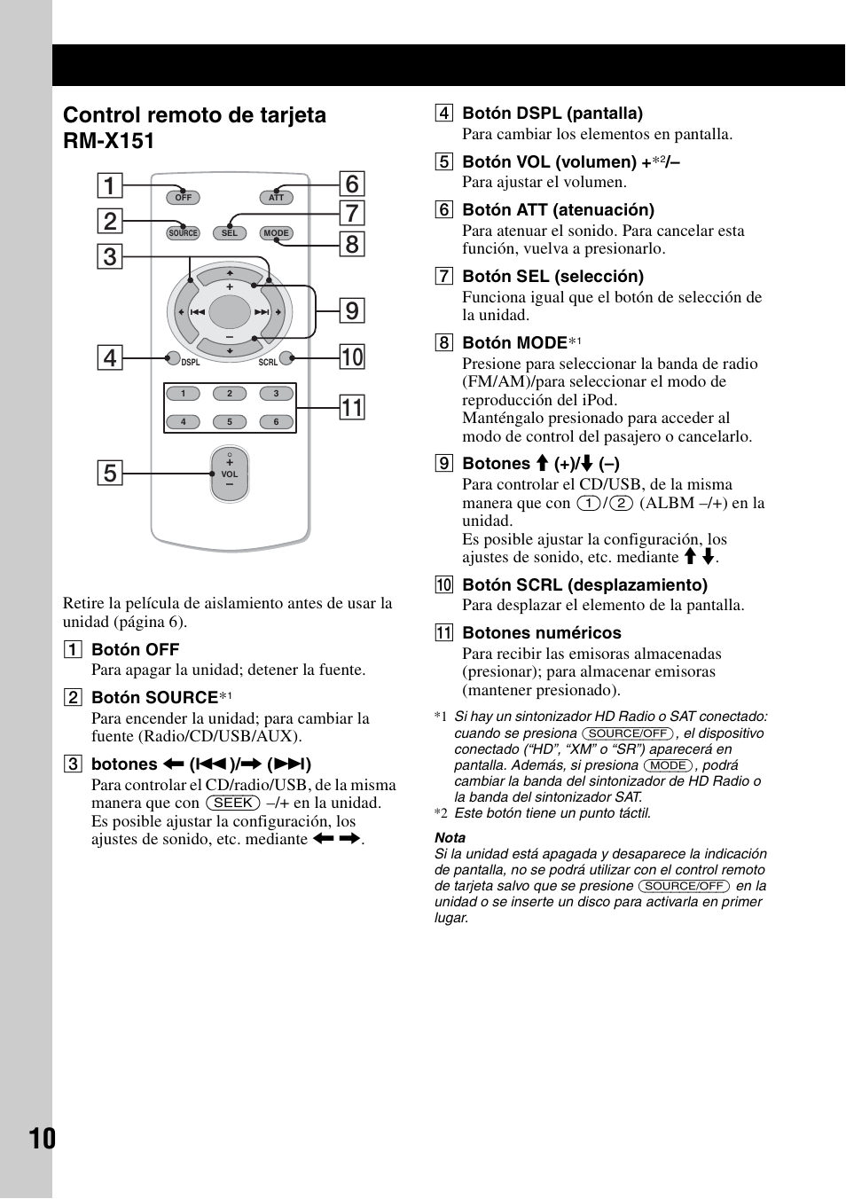 Control remoto de tarjeta rm-x151 | Sony CDX GT54UIW User Manual | Page 60 / 80