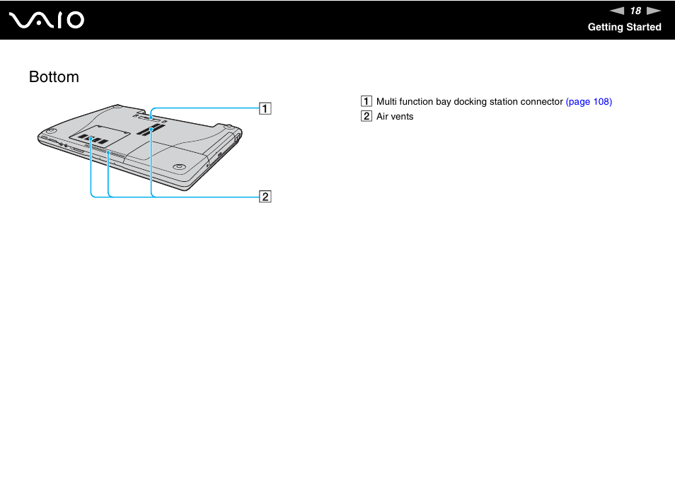 Bottom | Sony VGN-FE780G User Manual | Page 18 / 236