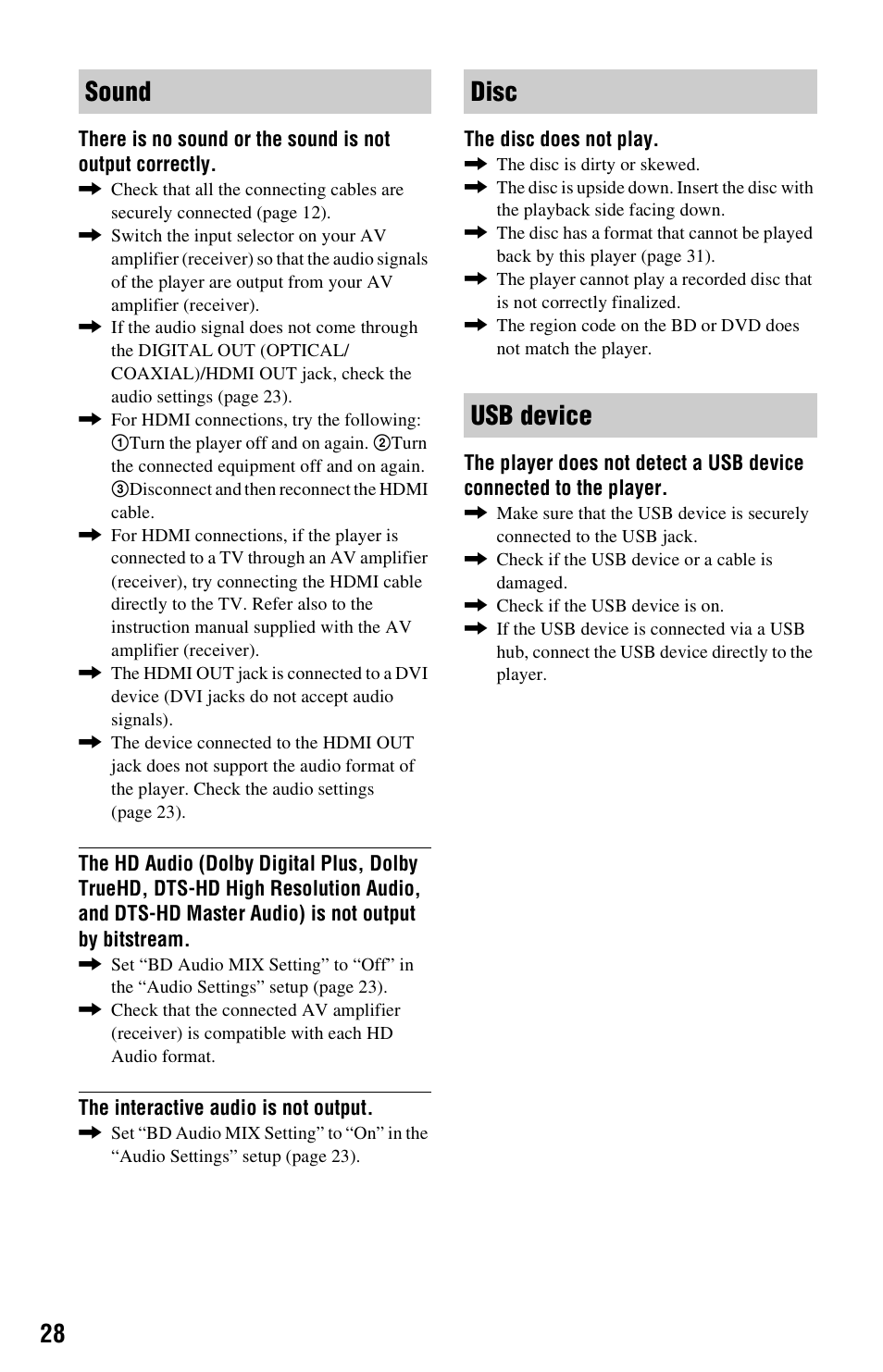 Sound disc usb device | Sony BDP-S470 User Manual | Page 28 / 39