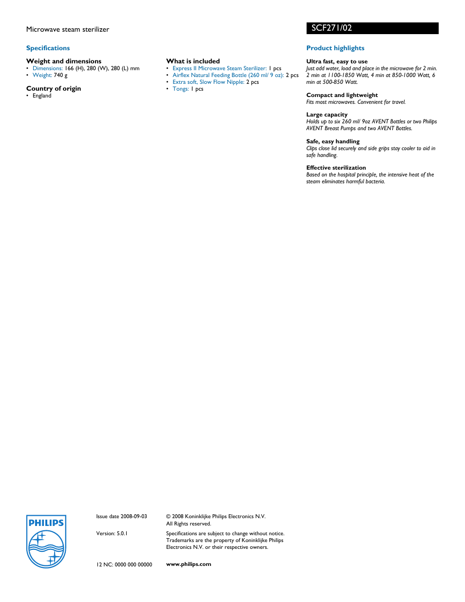 Avent SCF271/02 User Manual | Page 2 / 2