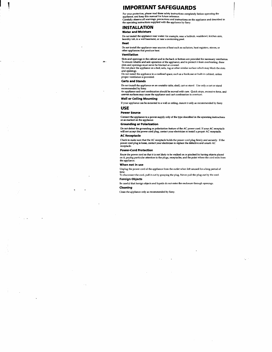 Important safeguards, Installation | Sony ICF-C113VSILVE User Manual | Page 3 / 10