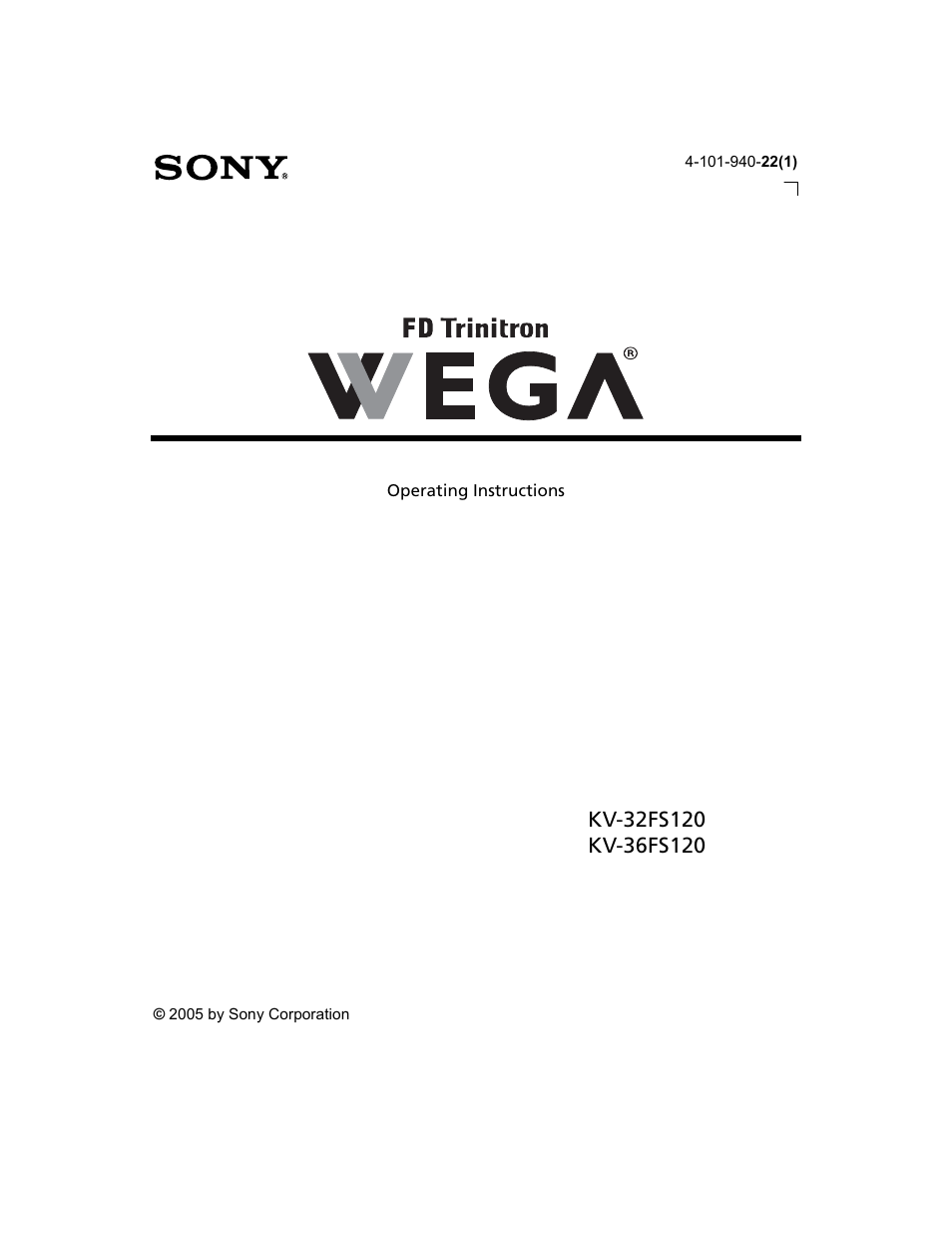 Sony WEGA  KV-32FS120 User Manual | 48 pages