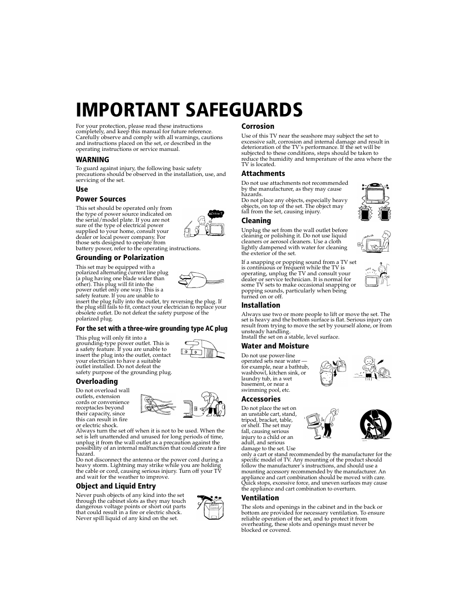 Warning, Installation, Important safeguards | Sony WEGA  KV-32FS120 User Manual | Page 4 / 48
