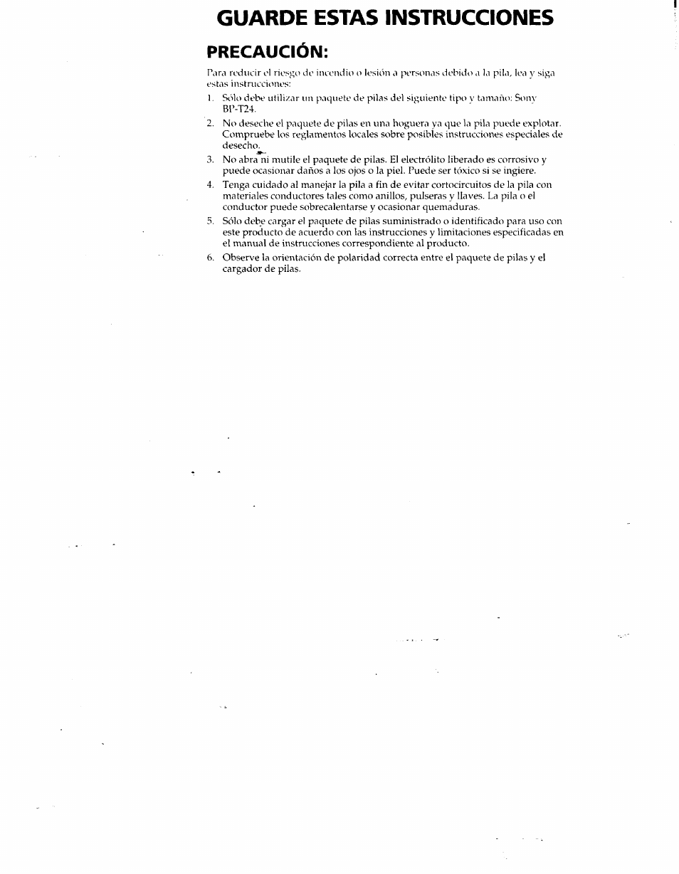 Guarde estas instrucciones, Precaución | Sony SPP-SS951 User Manual | Page 18 / 31