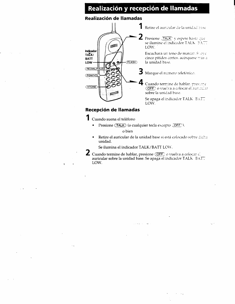 Realización у recepción de llamadas, Realización de llamadas, Recepción de llamadas | Sony SPP-SS951 User Manual | Page 24 / 31